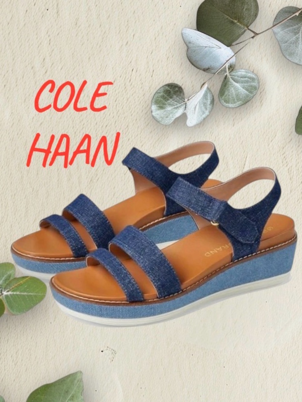 COLE HAAN  OriginalGRAND Peyton  denim sandals women’s shoes size 9